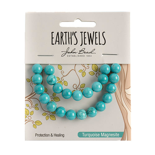 Earth's Jewels Semi-Precious Round Beads Turquoise Howlite Stabilized