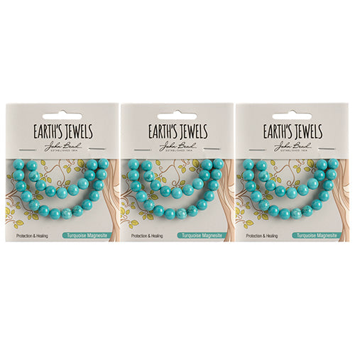 Earth's Jewels Semi-Precious Round Beads Turquoise Howlite Stabilized