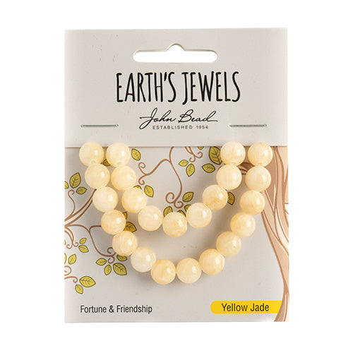 Earth's Jewels Semi-Precious Round Beads Yellow Jade Natural