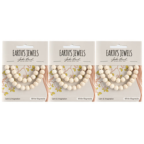 Earth's Jewels Semi-Precious Round Beads White Magnesite/Reconstructed Turquoise