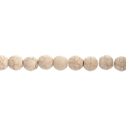 Earth's Jewels Semi-Precious Round Beads White Magnesite/Reconstructed Turquoise