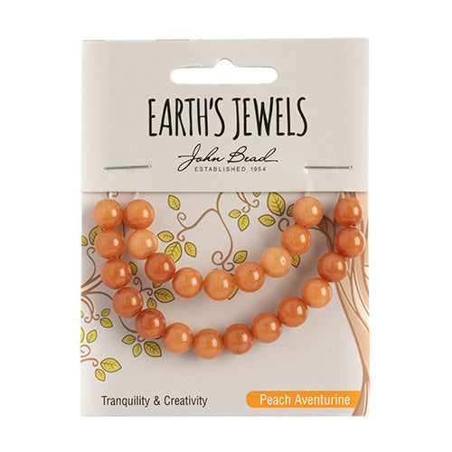 Earth's Jewels Semi-Precious Round Beads Peach Aventurine Natural