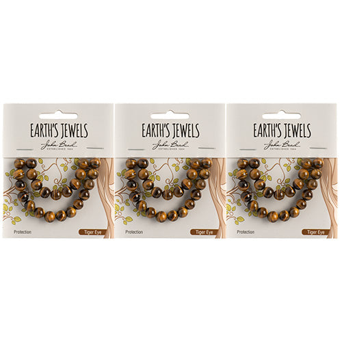 Earth's Jewels Semi-Precious Round Beads Tiger Eye Natural