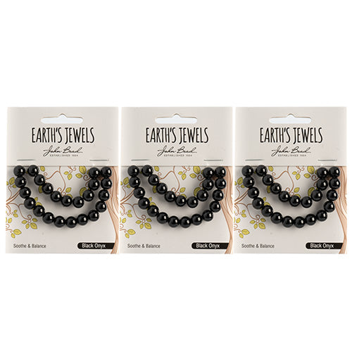 Earth's Jewels Semi-Precious Round Beads Black Onyx Natural Dyed