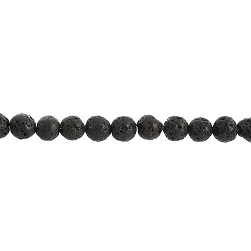 Earth's Jewels Semi-Precious Round Beads Black Lava Natural
