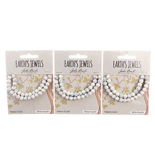 Earth's Jewels Round Beads Matte White Howlite Natural