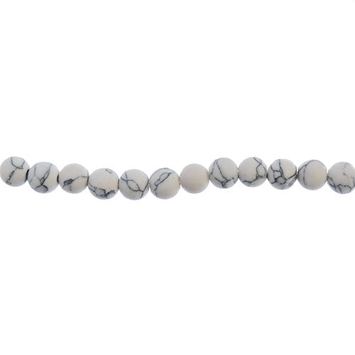 Earth's Jewels Round Beads Matte White Howlite Natural