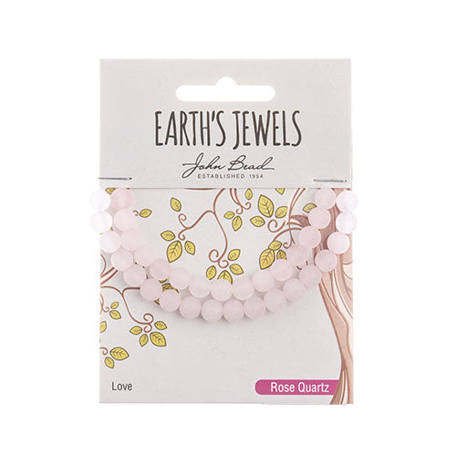 Earth's Jewels Round Beads Matte Rose Quartz Natural