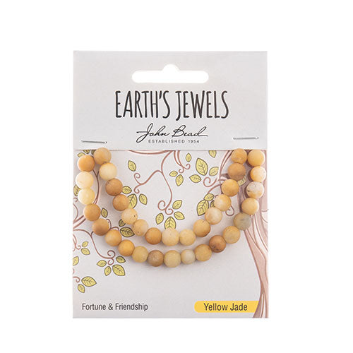 Earth's Jewels Round Beads Matte Yellow Jade Natural
