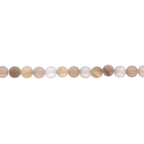 Earth's Jewels Round Beads Matte Striped Agate Brown