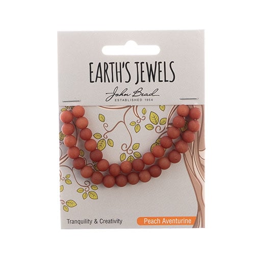 Earth's Jewels Round Beads Matte Peach Aventurine Natural