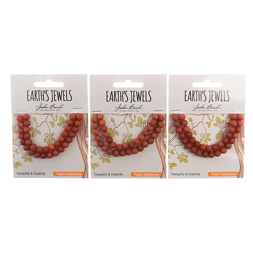 Earth's Jewels Round Beads Matte Peach Aventurine Natural