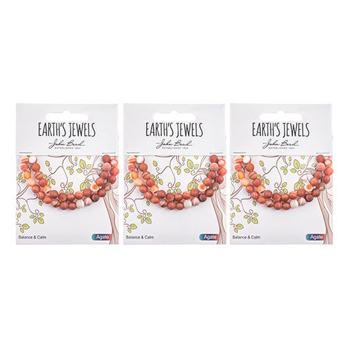 Earth's Jewels Round Beads Matte Striped Agate Red