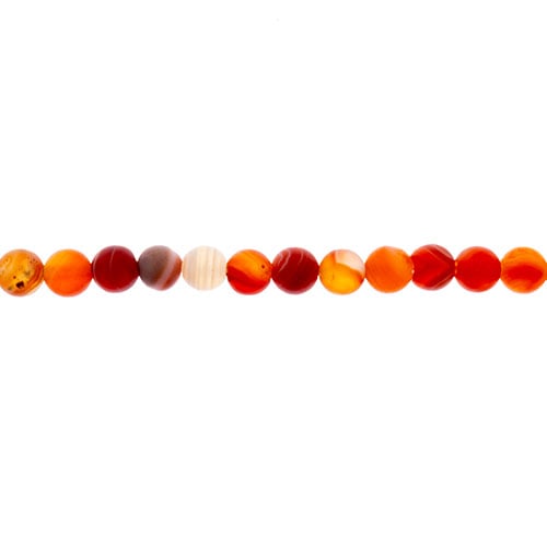 Earth's Jewels Round Beads Matte Striped Agate Red