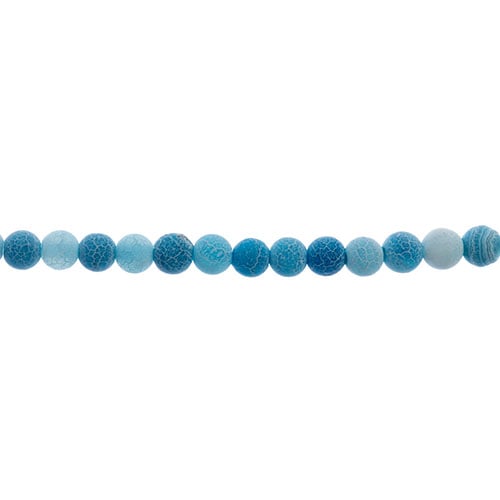 Earth's Jewels Round Beads Matte Striped Agate Blue