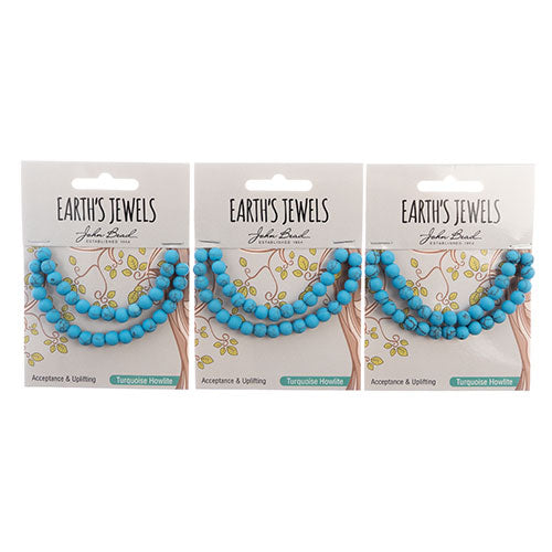 Earth's Jewels Round Beads Matte Turquoise Howlite Dyed
