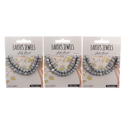 Earth's Jewels Round Beads Matte Map Jasper Natural