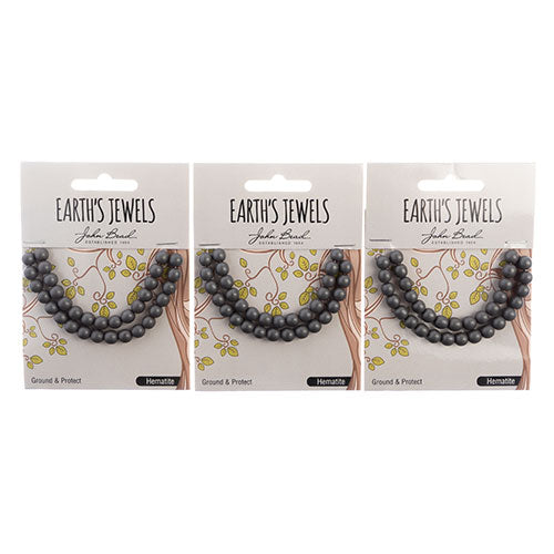 Earth's Jewels Round Beads Matte Hematite