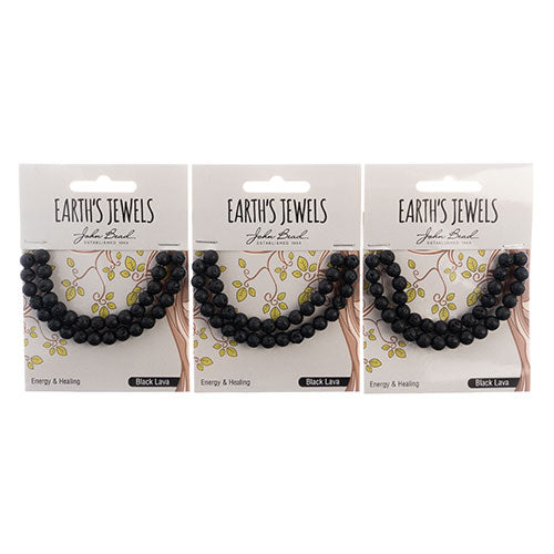 Earth's Jewels Round Beads Matte Black Lava Natural