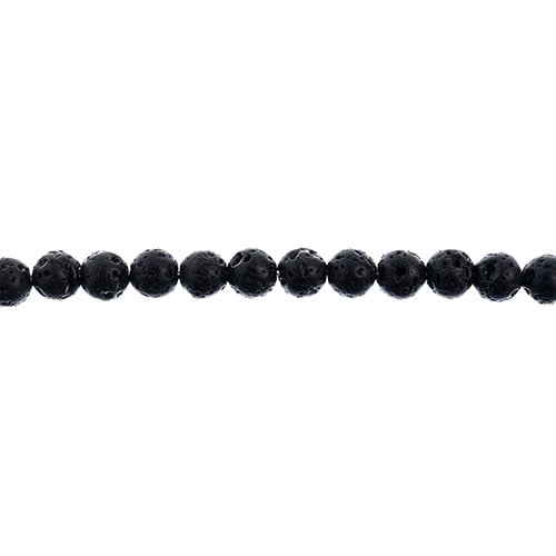 Earth's Jewels Round Beads Matte Black Lava Natural