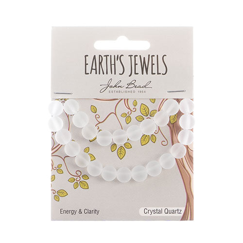 Earth's Jewels Round Beads Matte Crystal Quartz Natural