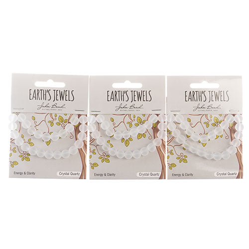 Earth's Jewels Round Beads Matte Crystal Quartz Natural