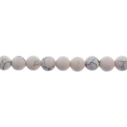 Earth's Jewels Round Beads Matte White Howlite Natural