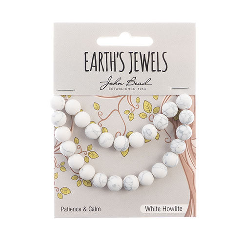 Earth's Jewels Round Beads Matte White Howlite Natural