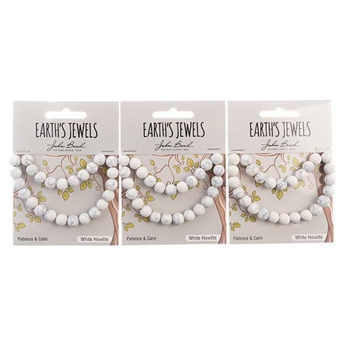 Earth's Jewels Round Beads Matte White Howlite Natural
