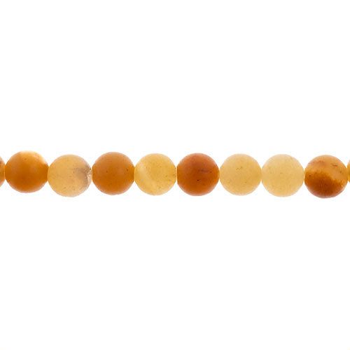 Earth's Jewels Round Beads Matte Yellow Jade Natural