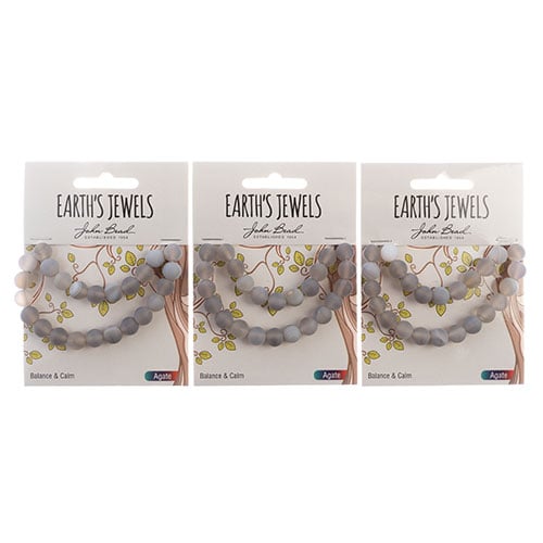 Earth's Jewels Round Beads Matte Striped Agate Brown