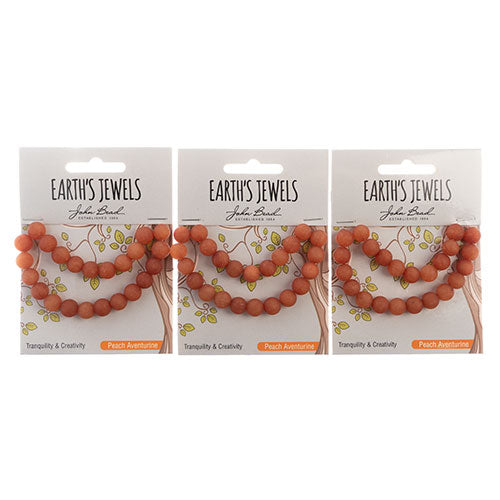 Earth's Jewels Round Beads Matte Peach Aventurine Natural