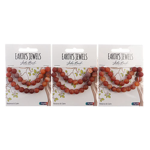 Earth's Jewels Round Beads Matte Striped Agate Red