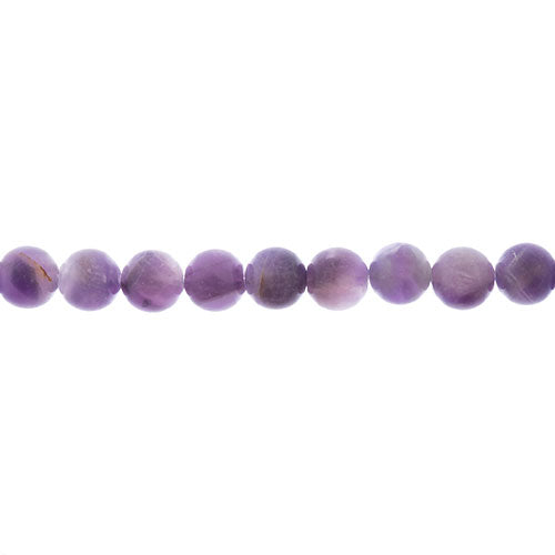 Earth's Jewels Round Beads Matte Dog Teeth Amethyst