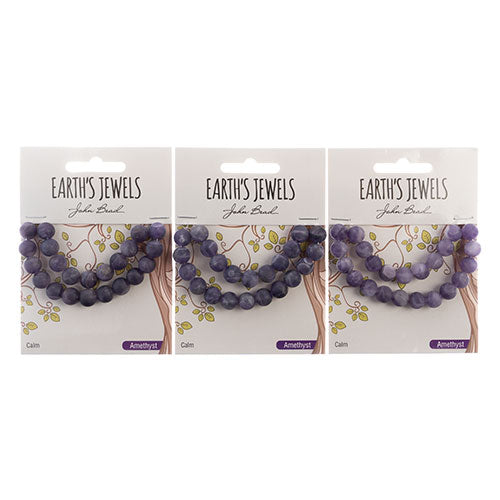 Earth's Jewels Round Beads Matte Dog Teeth Amethyst