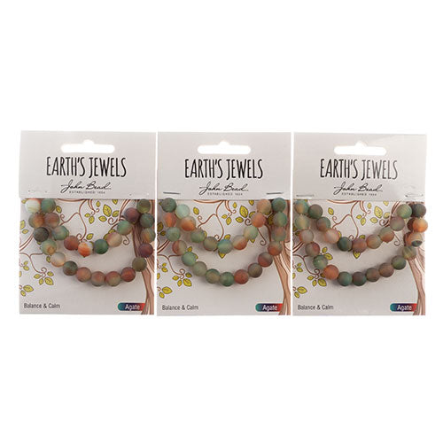 Earth's Jewels Round Beads Matte Agate Dyed Red/Green