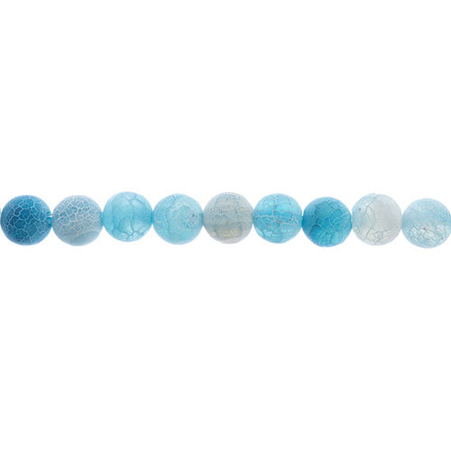 Earth's Jewels Round Beads Matte Striped Agate Blue