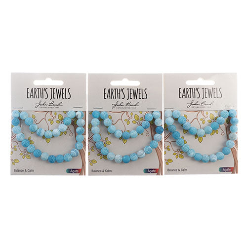 Earth's Jewels Round Beads Matte Striped Agate Blue