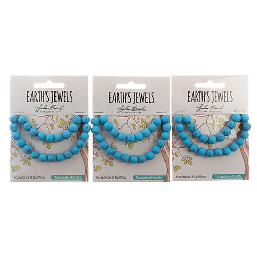 Earth's Jewels Round Beads Matte Turquoise Howlite Dyed