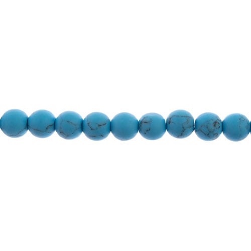 Earth's Jewels Round Beads Matte Turquoise Howlite Dyed