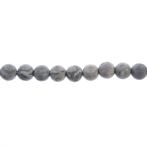 Earth's Jewels Round Beads Matte Map Jasper Natural