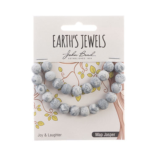 Earth's Jewels Round Beads Matte Map Jasper Natural