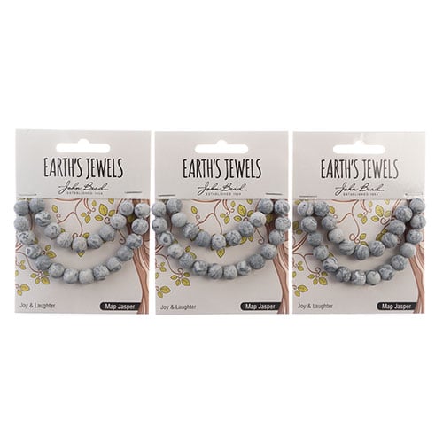 Earth's Jewels Round Beads Matte Map Jasper Natural