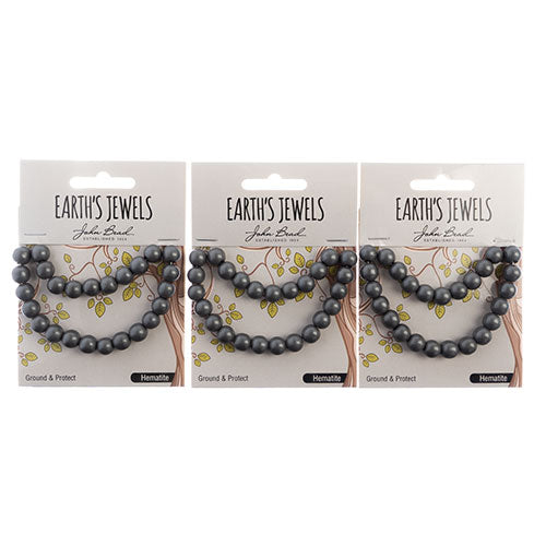 Earth's Jewels Round Beads Matte Hematite