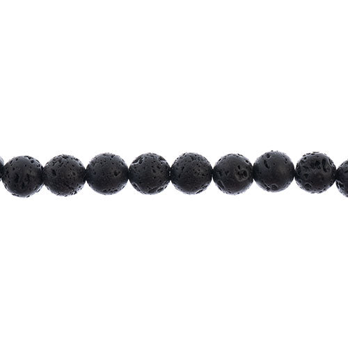 Earth's Jewels Round Beads Matte Black Lava Natural