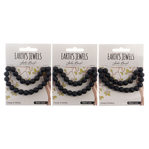 Earth's Jewels Round Beads Matte Black Lava Natural