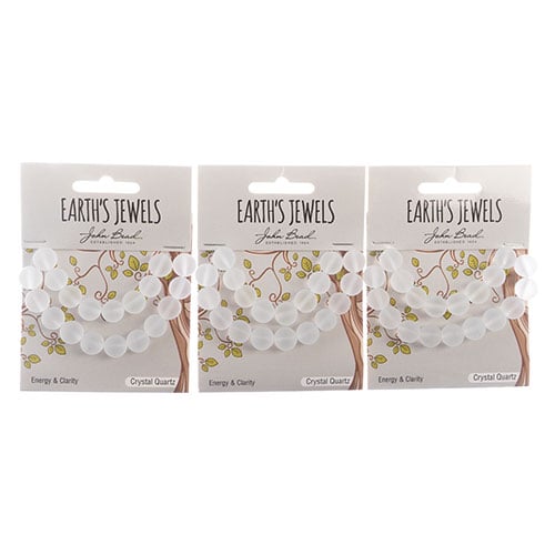 Earth's Jewels Round Beads Matte Crystal Quartz Natural