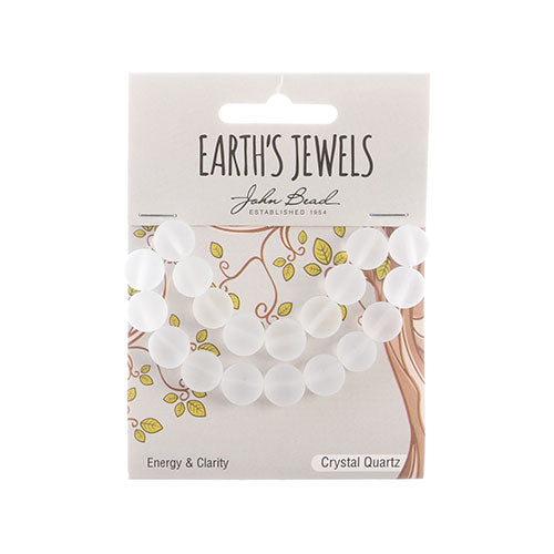 Earth's Jewels Round Beads Matte Crystal Quartz Natural