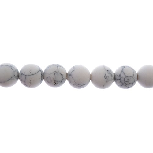 Earth's Jewels Round Beads Matte White Howlite Natural
