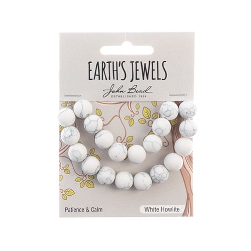 Earth's Jewels Round Beads Matte White Howlite Natural